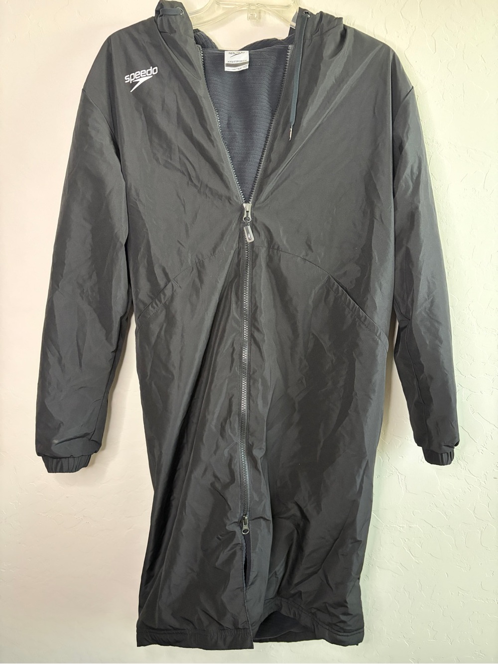 Speedo Black Long Hooded Waterproof Raincoat